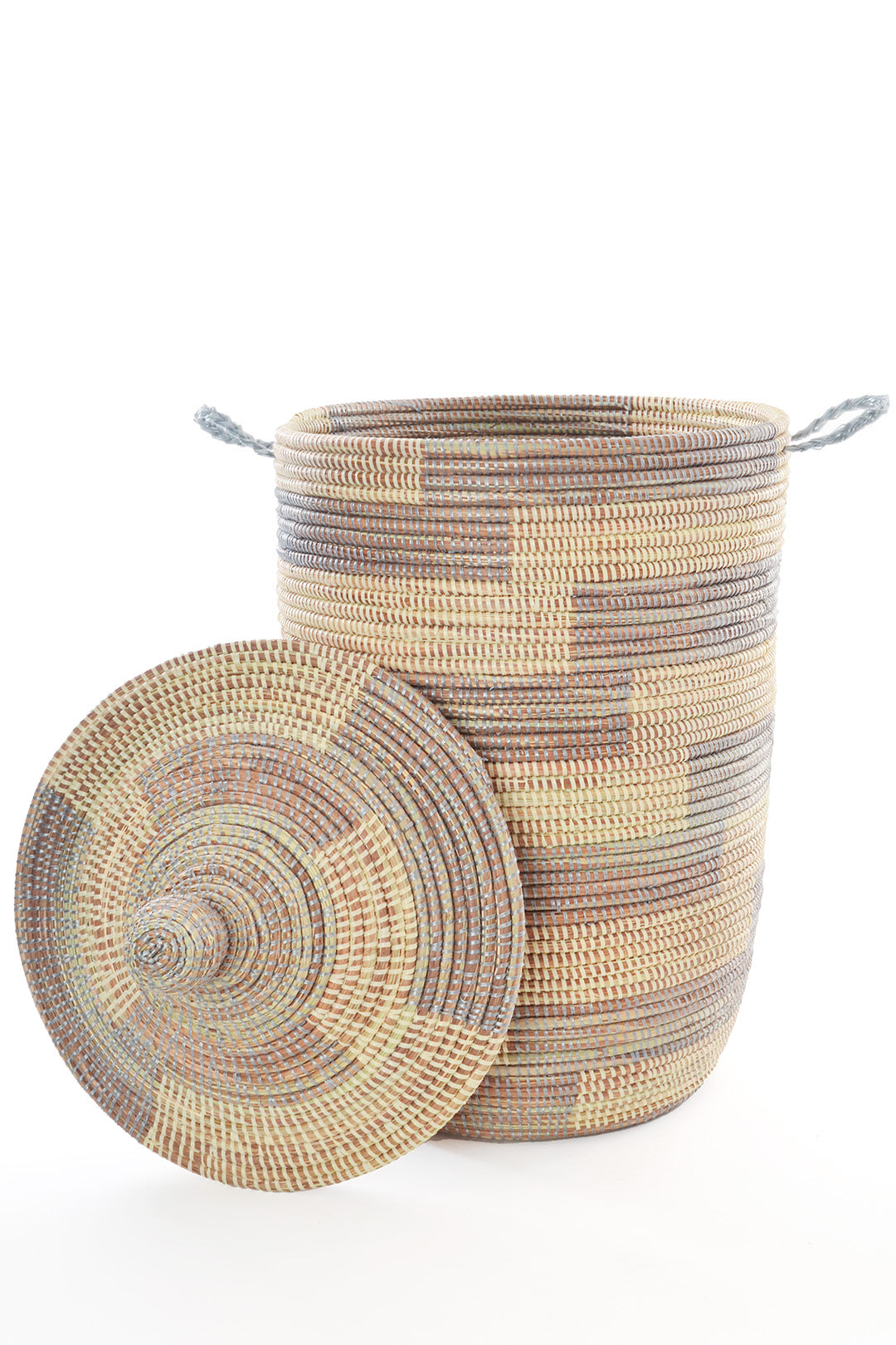 Silver & Cream Stairstep Hamper Basket from Senegal