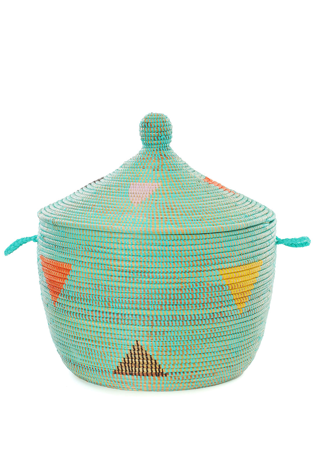 Aqua Teranga Triangles Short Lidded Basket