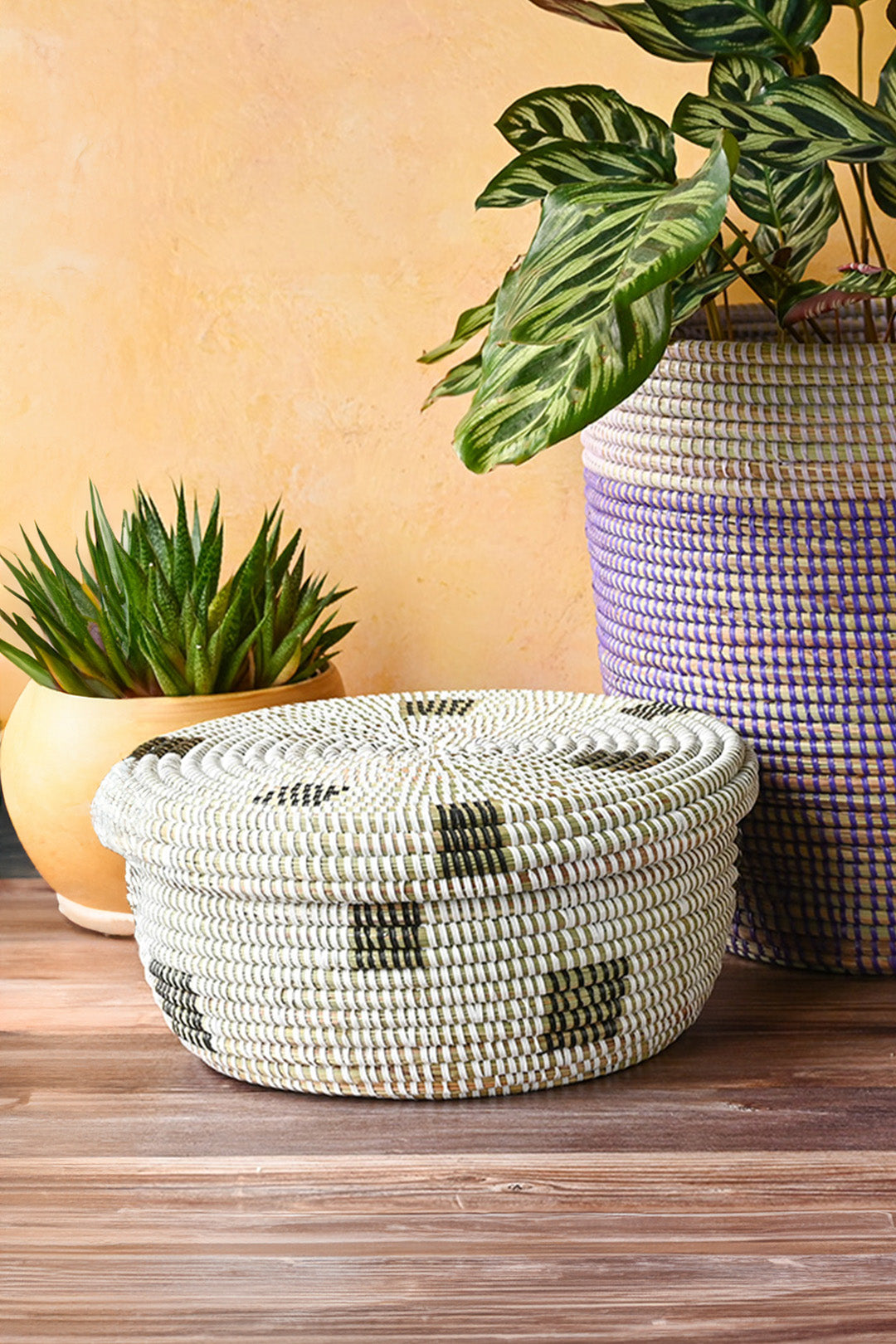 Black & White Lidded Storage Box Basket