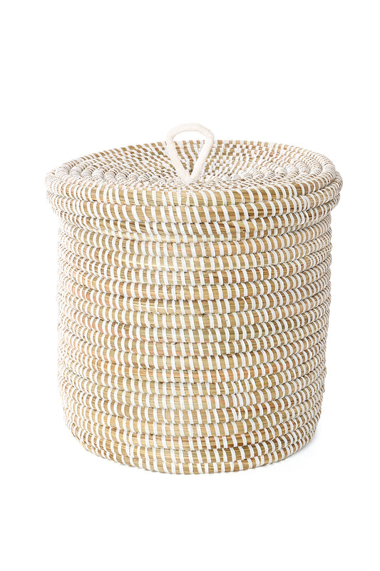 Small White Lidded Basket
