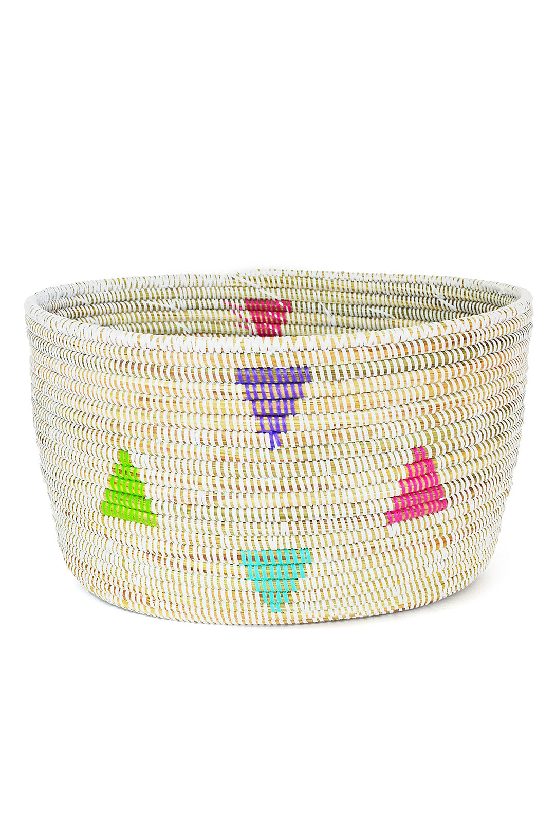 White Teranga Triangles Knitting Basket