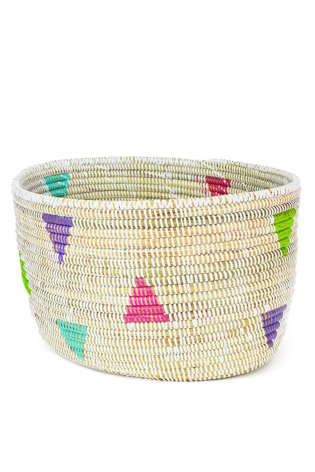 White Teranga Triangles Knitting Basket