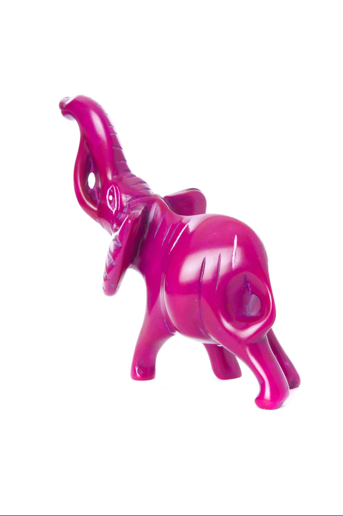 Small Soapstone Trumpeting Elephant - Pink