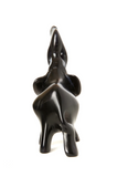 Small Soapstone Trumpeting Elephant - Black