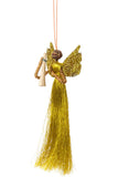 Golden Shimmer Banana Fiber & Thread Angel Ornament