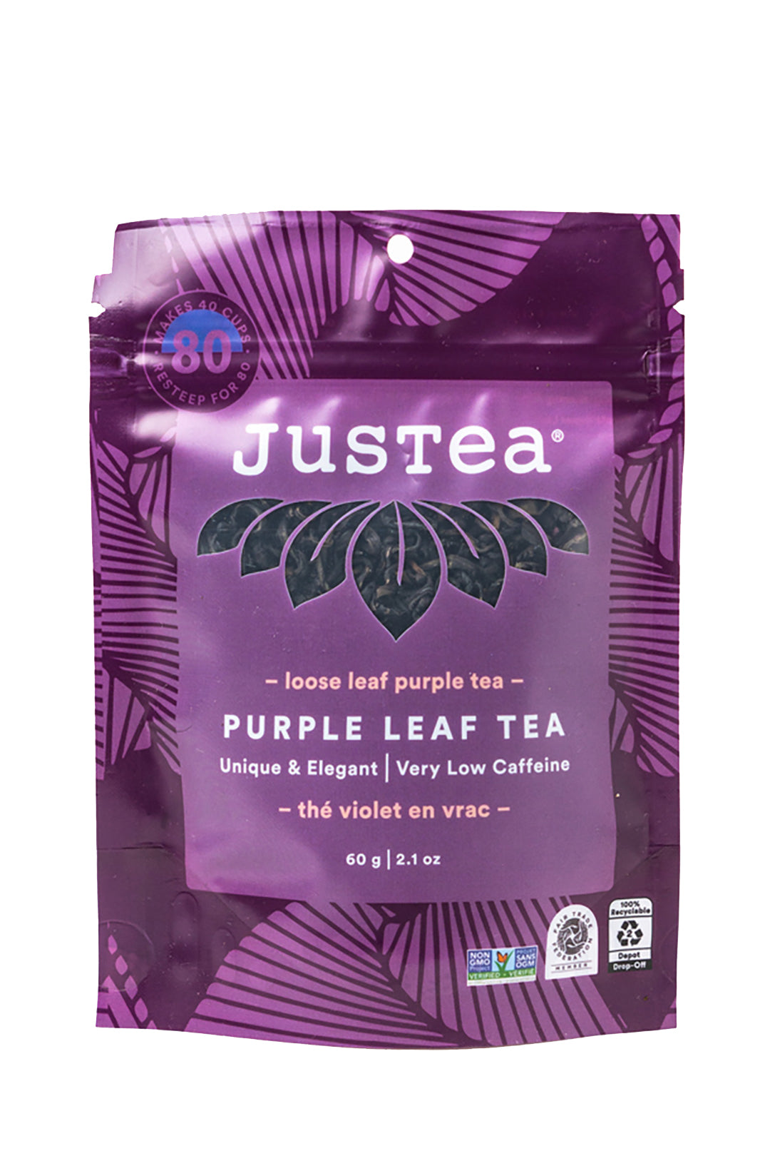 JusTea® Purple Leaf Loose Leaf Tea Pouch