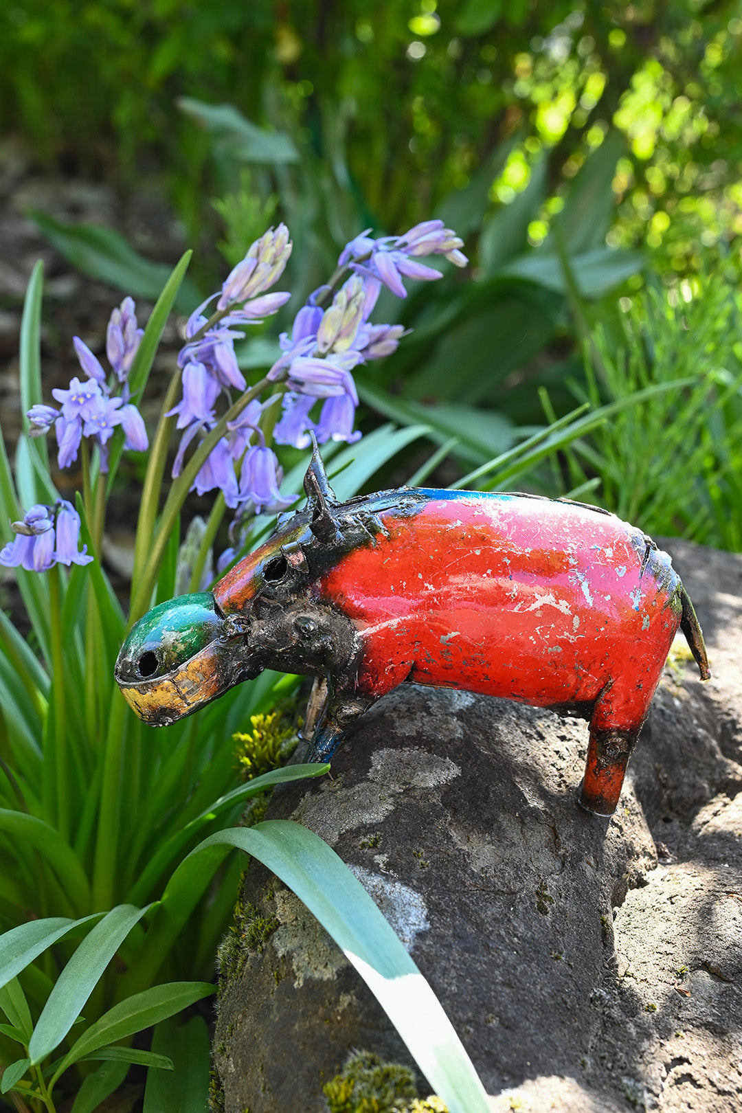 Colorful Recycled Oil Drum Hippo Sculpture