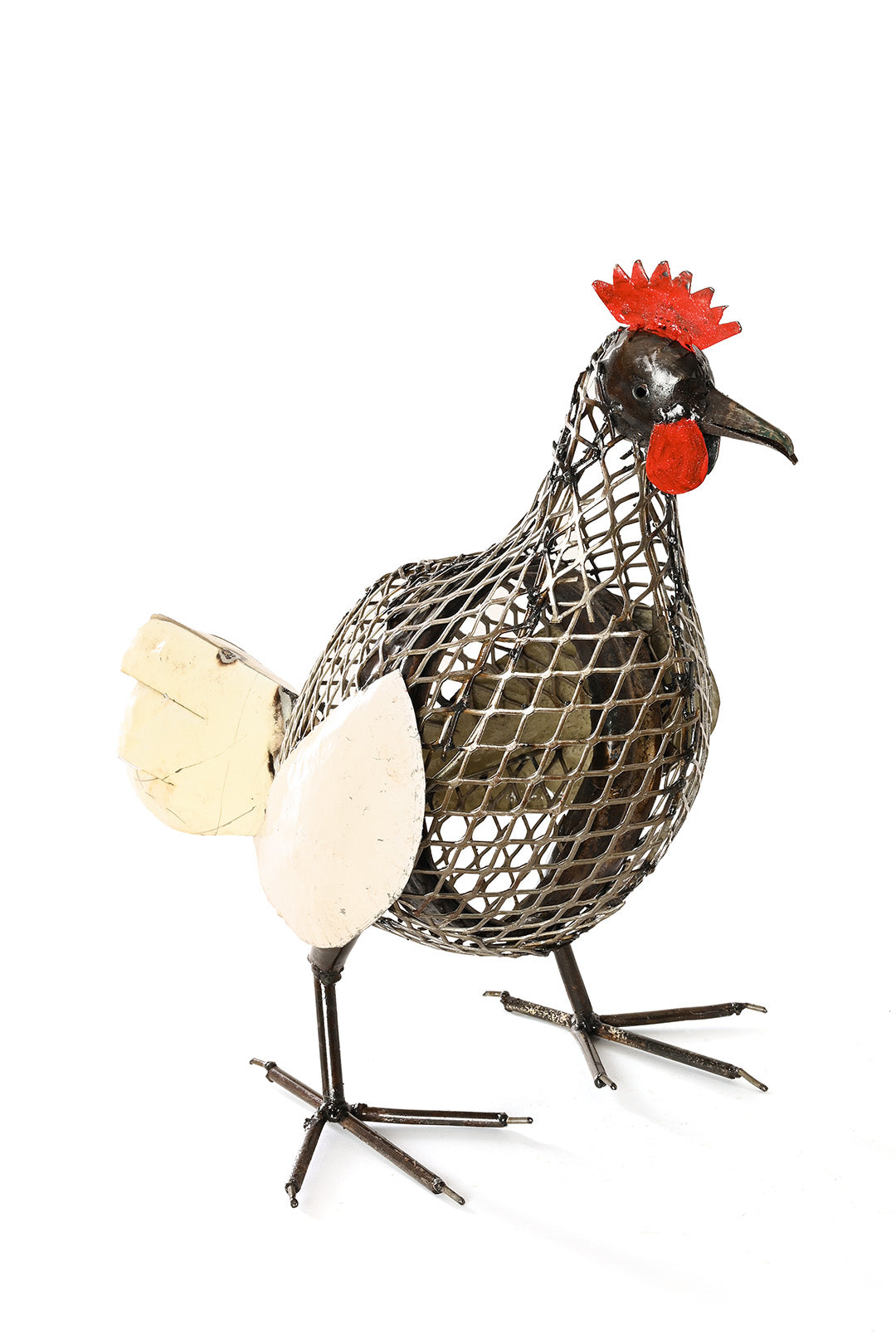 Mother Hen Recycled Metal & Mesh Sculpture