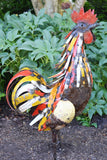 Red & Yellow Rooster Large Recycled Metal Sculpture