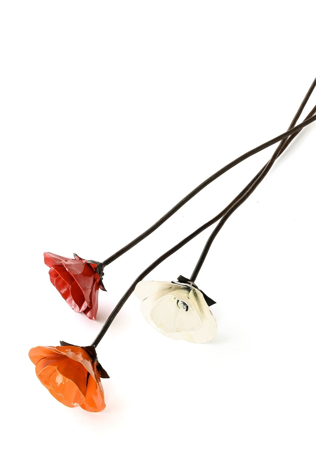 White Poppy Recycled Metal Garden Stake