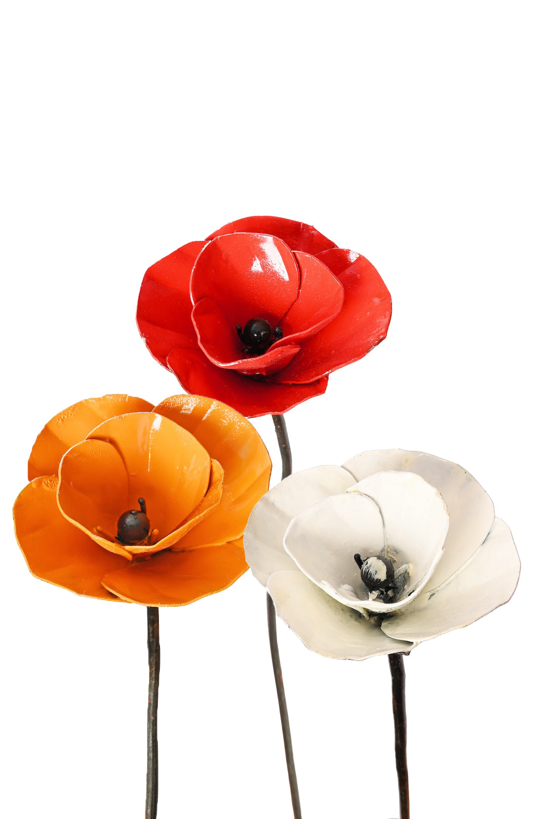 White Poppy Recycled Metal Garden Stake