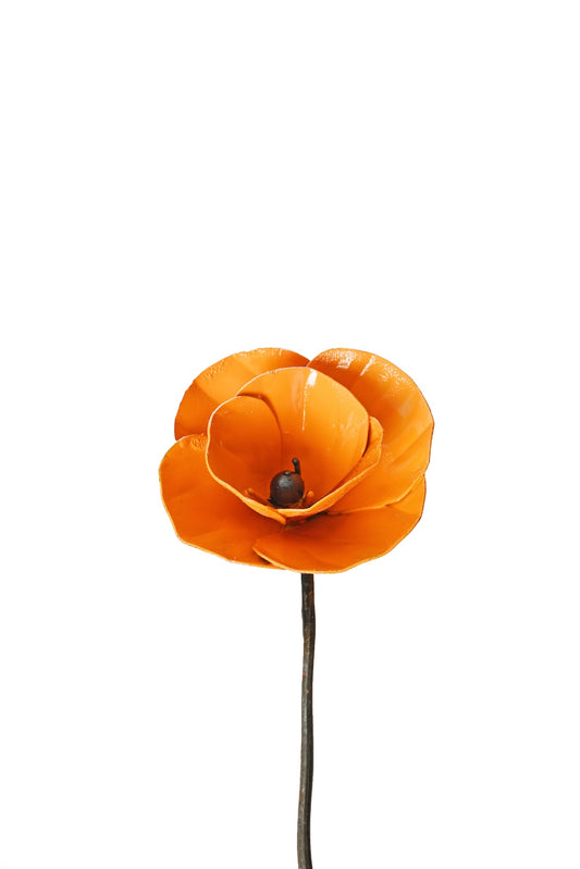 California Poppy Recycled Metal Garden Stake