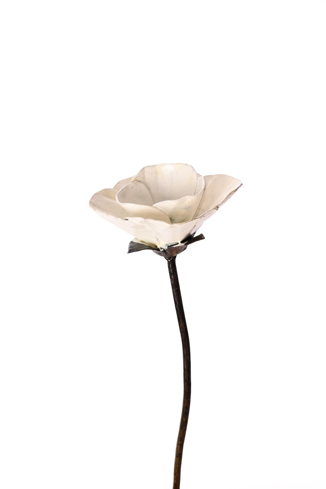 White Poppy Recycled Metal Garden Stake