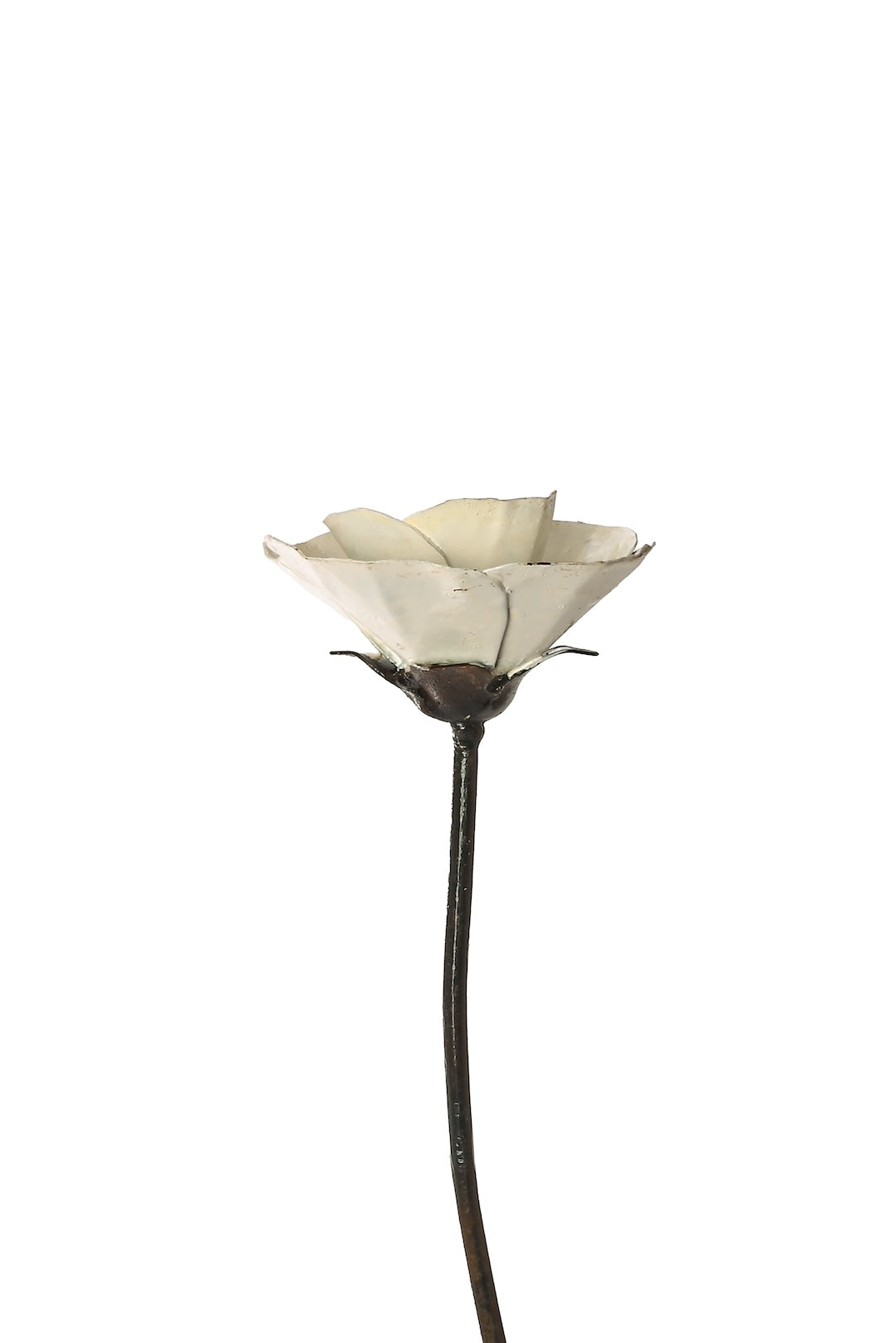 White Poppy Recycled Metal Garden Stake