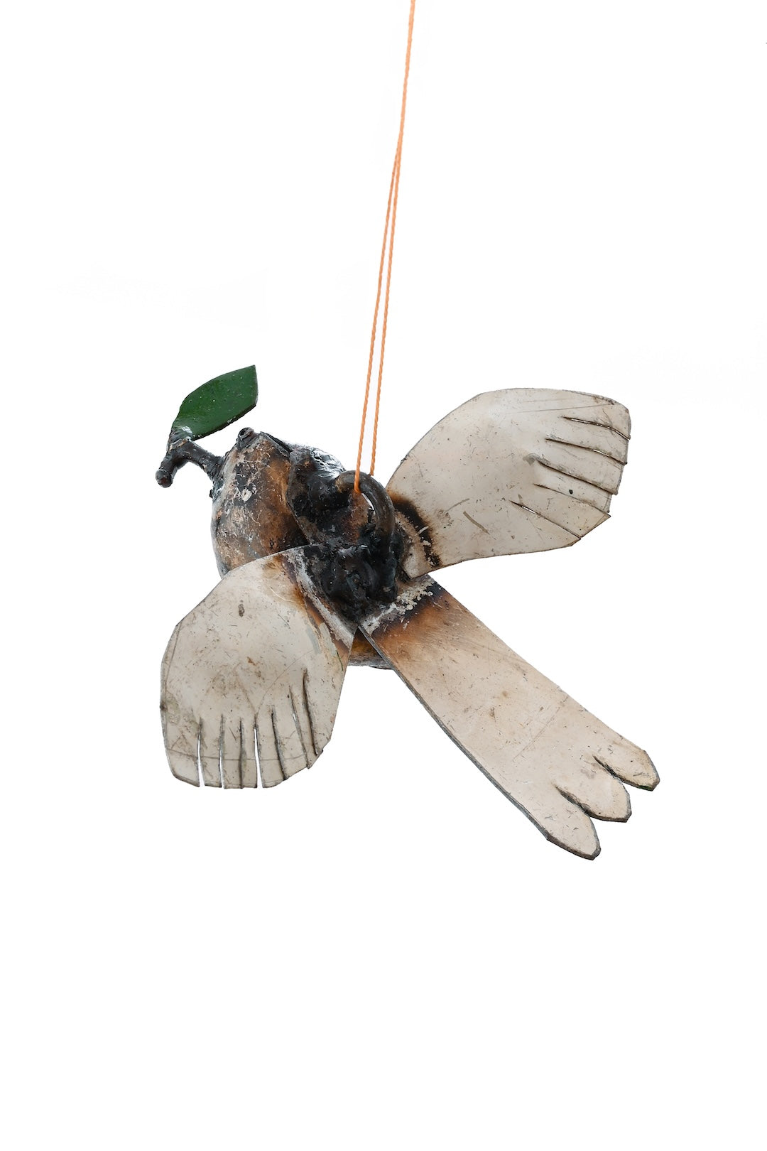 Recycled Metal Dove of Peace Hanging Sculpture Ornament