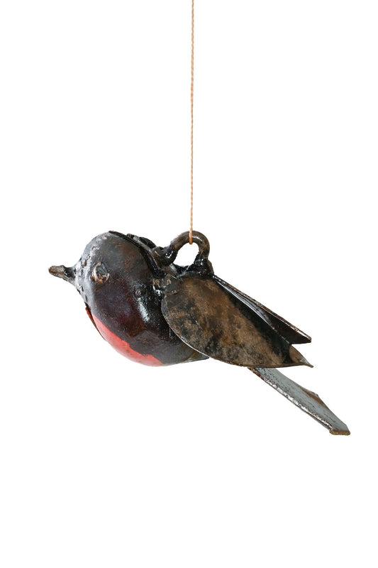 Recycled Metal Robin Hanging Sculpture Ornament