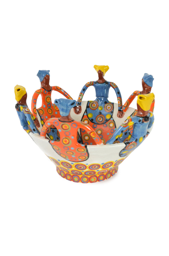 One of a Kind Colorful 6 Lady Ceramic Ubuntu Bowl
