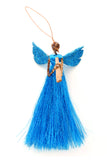 Azure Shimmer Banana Fiber & Thread Angel Ornament