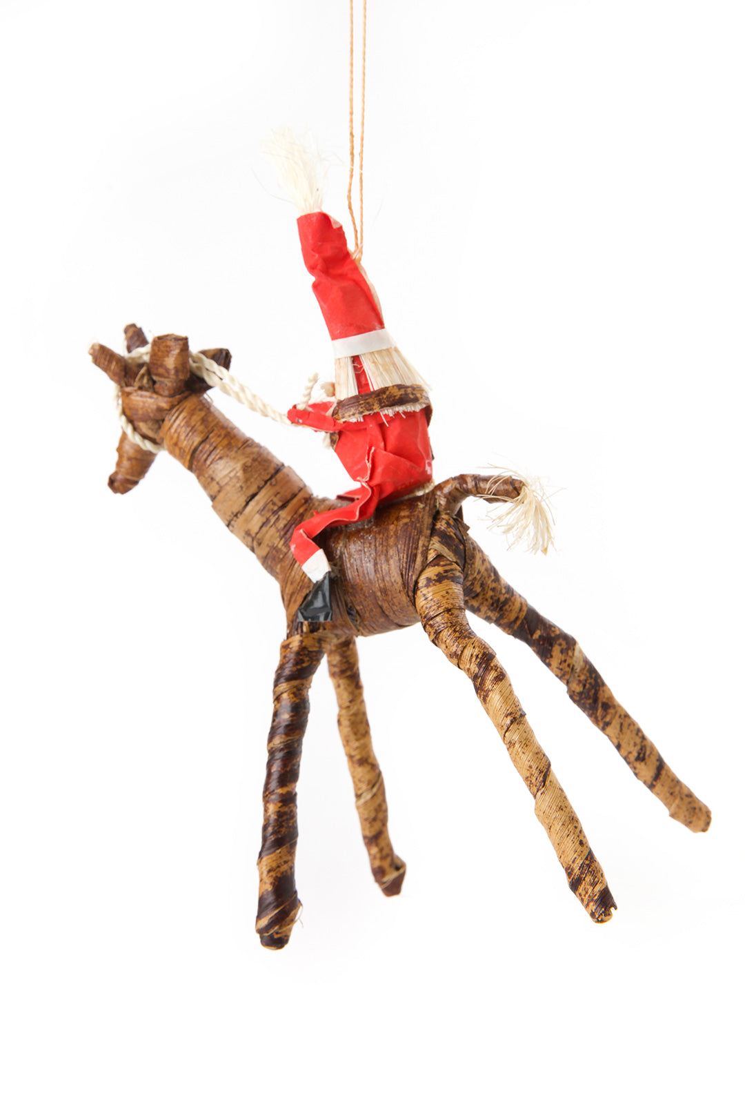 Santa on Giraffe Banana Fiber Ornament