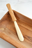 Cow Bone Butter Spreader with Carved Olive Wood Handle