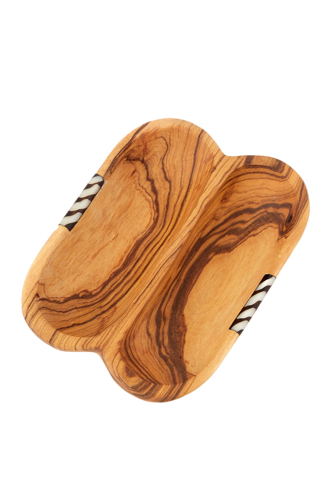 Side-by-Side Olive Wood & Bone Dipping Sauce Bowl