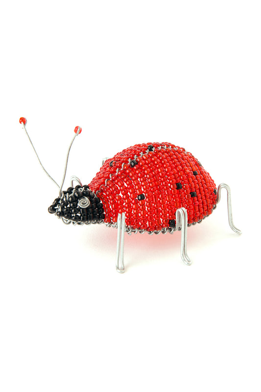 Beaded Ladybug Recycled Wire Sculpture