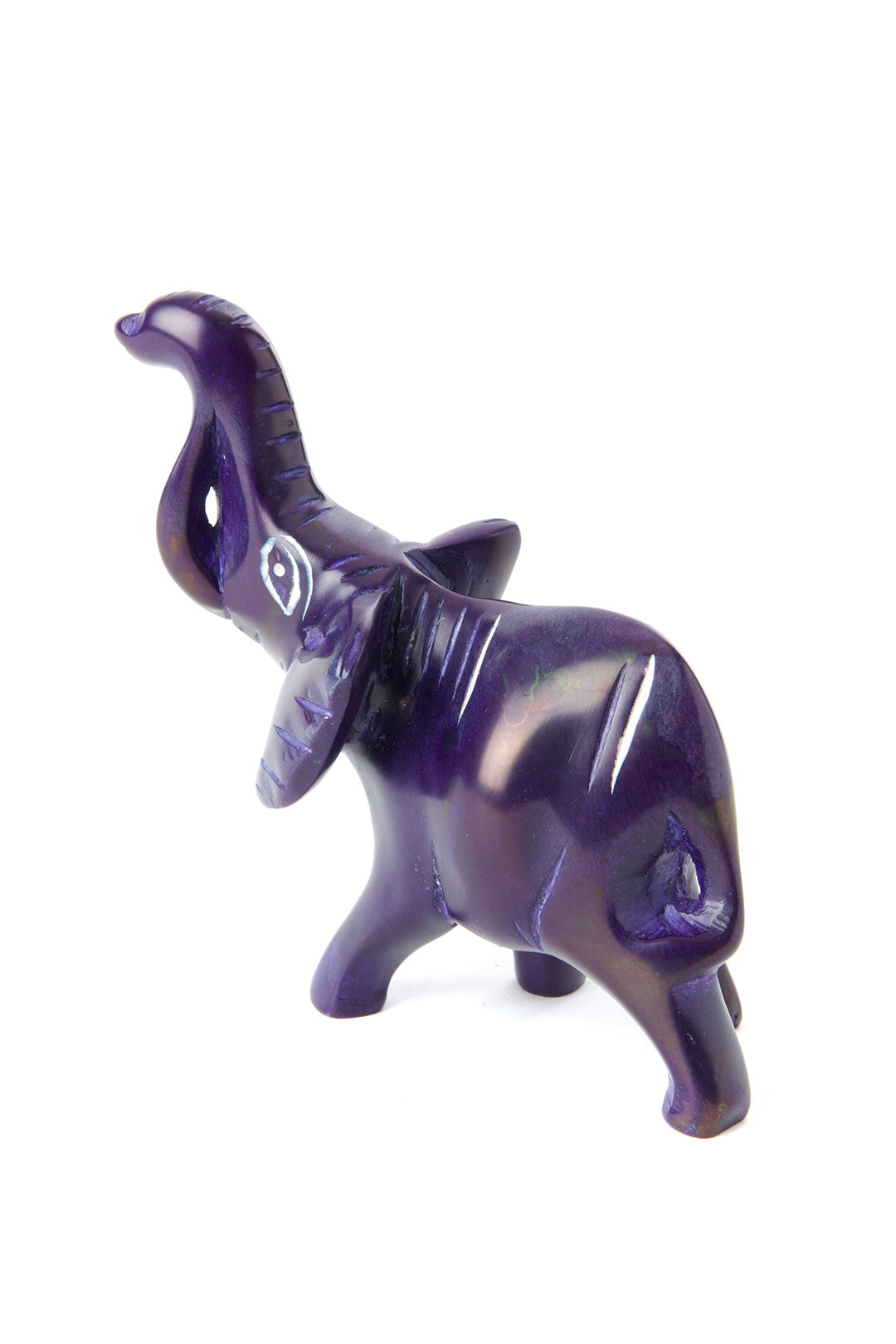 Small Soapstone Trumpeting Elephant - Purple