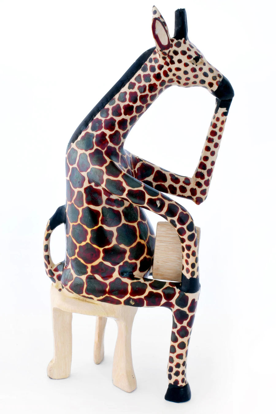 Hand-Painted Wood Reading Giraffe Teacher Sculptures
