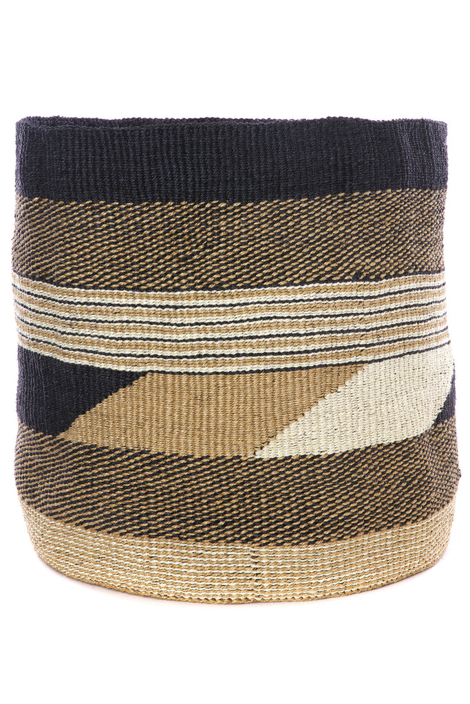 Limited Edition Giant Relaxed Sisal Basket - Black & Beige