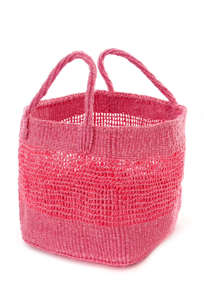 Set of 3 Open Weave Pink Sisal Nesting Baskets