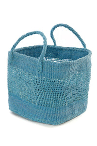 Set of 3 Open Weave Blue Sisal Nesting Baskets