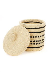 Black & White Sisal Mini Container Basket