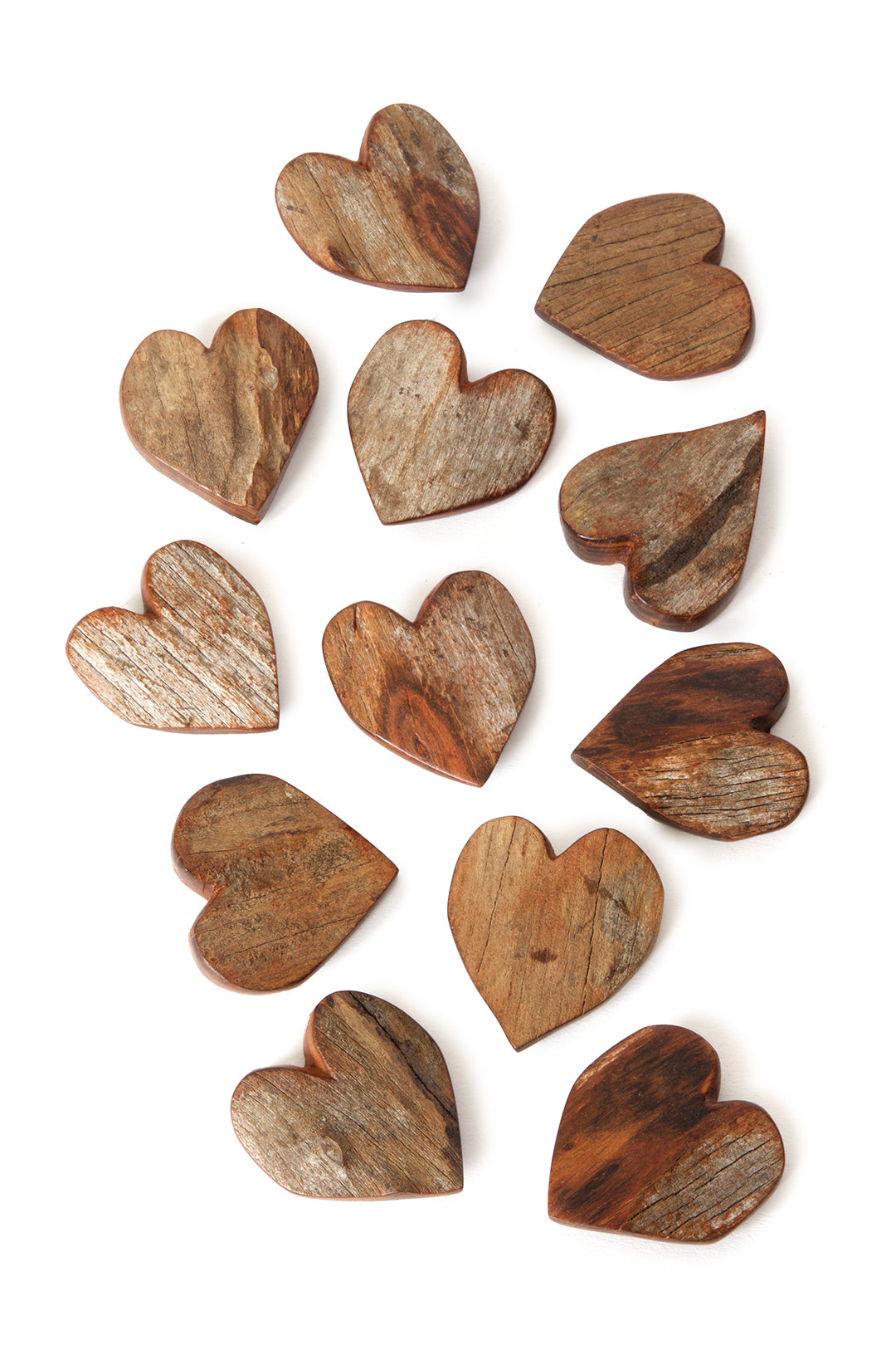 Dozen Rustic Sandalwood Keepsake Hearts