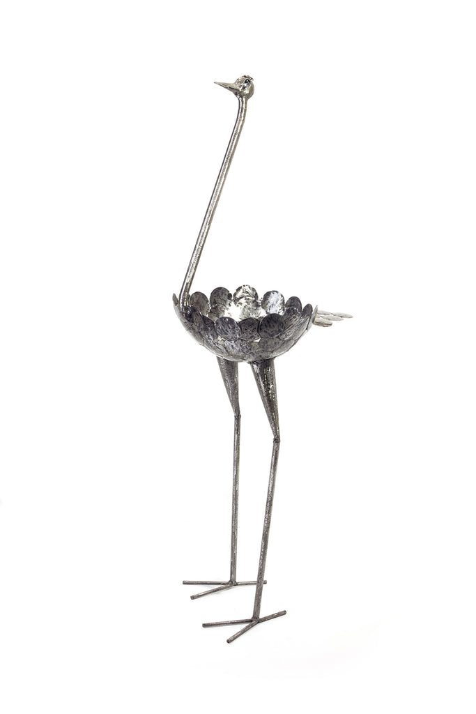 Large Recycled Metal Ostrich Plant Holders