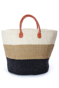 Ivory, Sand & Onyx Strata Tote with Leather Handles
