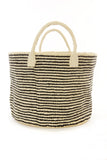 Black & White Skinny Stripe Sisal Tote