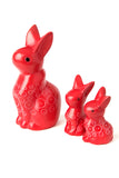 Set of Two Red Soapstone Baby Bunny Rabbits