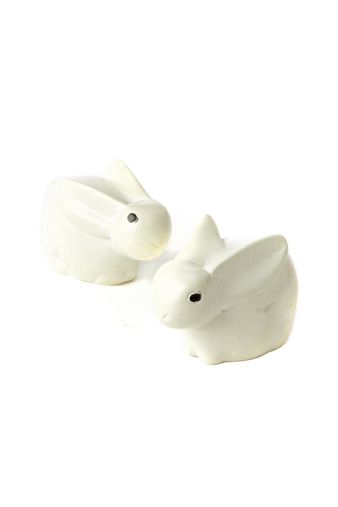 Set of Two Natural Soapstone Baby Bunny Rabbits
