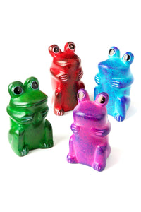 Set of 4 Mini Soapstone Funny Frogs