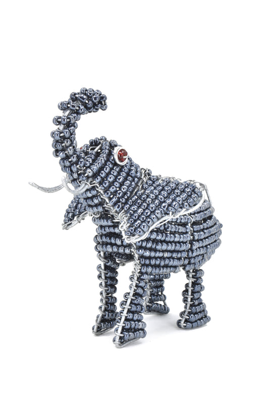 Charcoal Beaded Elephant Sculpture