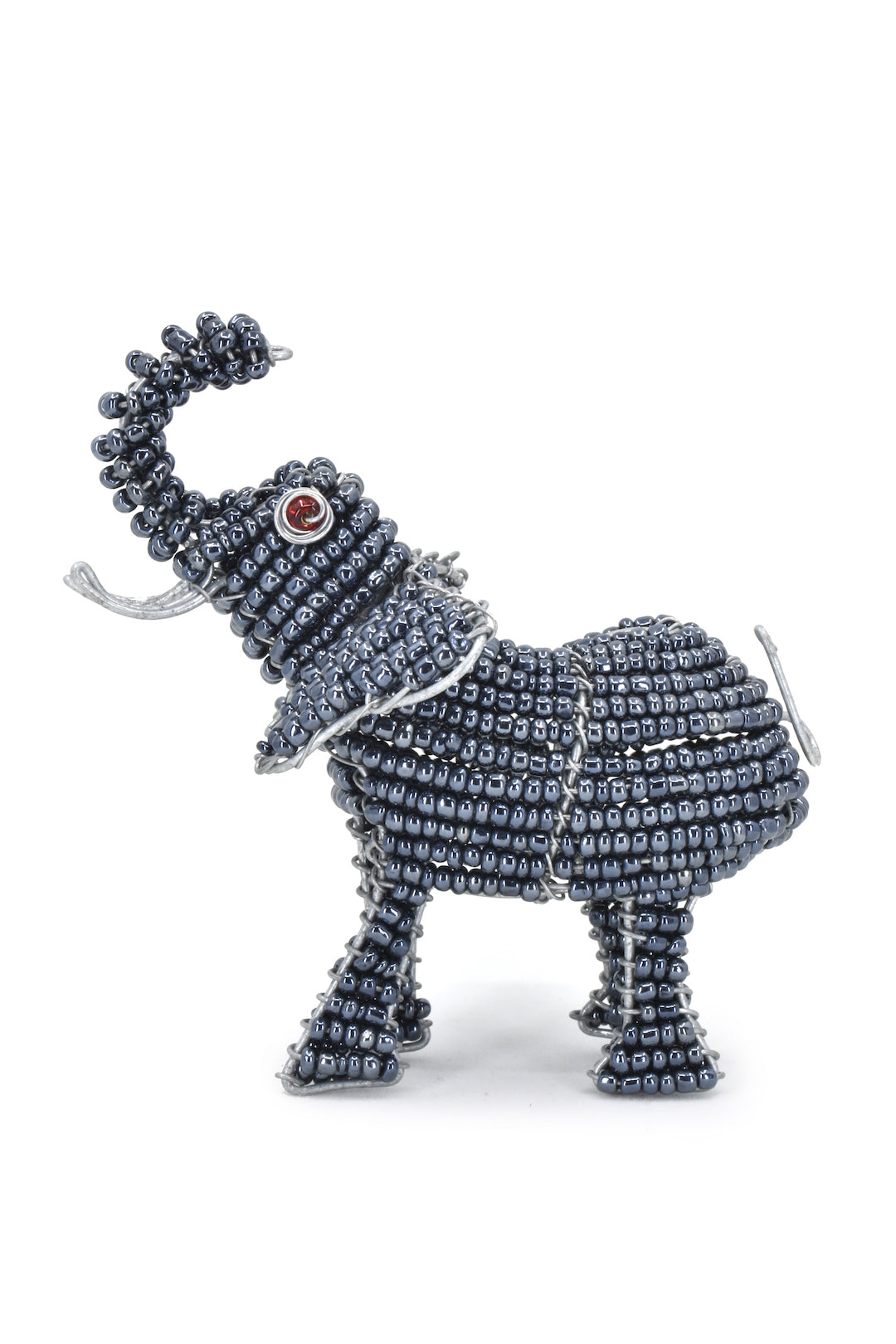 Charcoal Beaded Elephant Sculpture