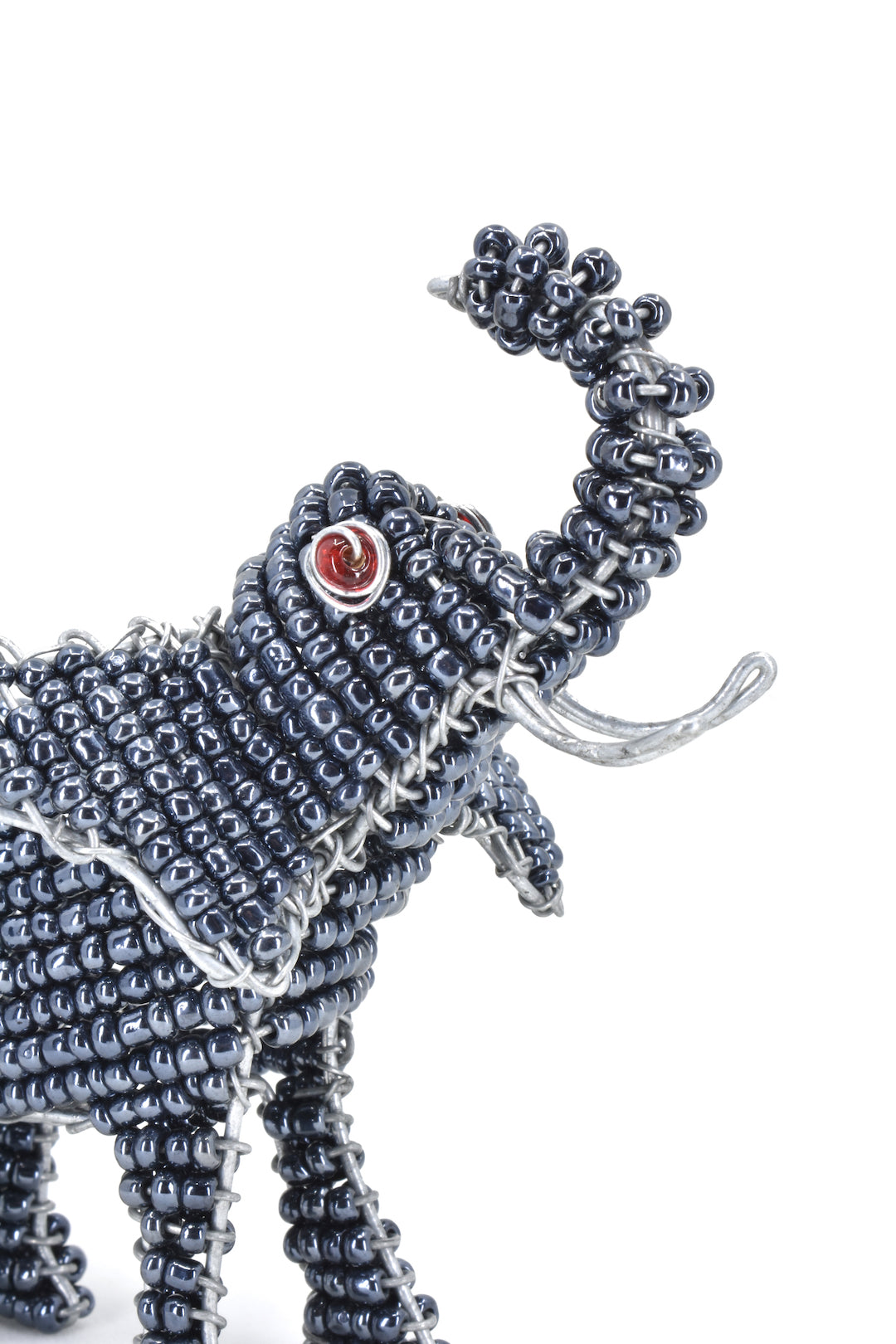 Charcoal Beaded Elephant Sculpture