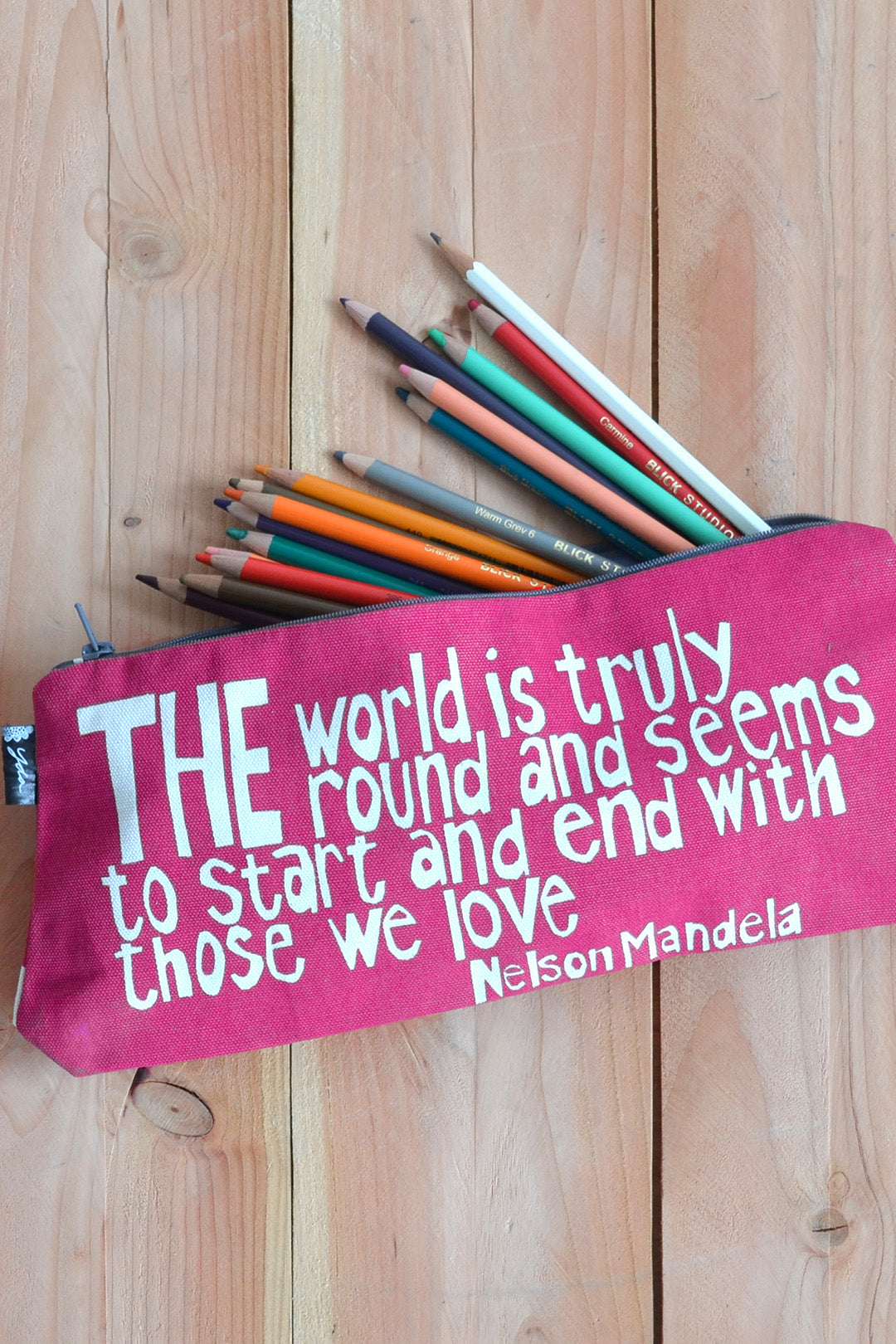 Pink "Those We Love" Nelson Mandela Quote Pouch