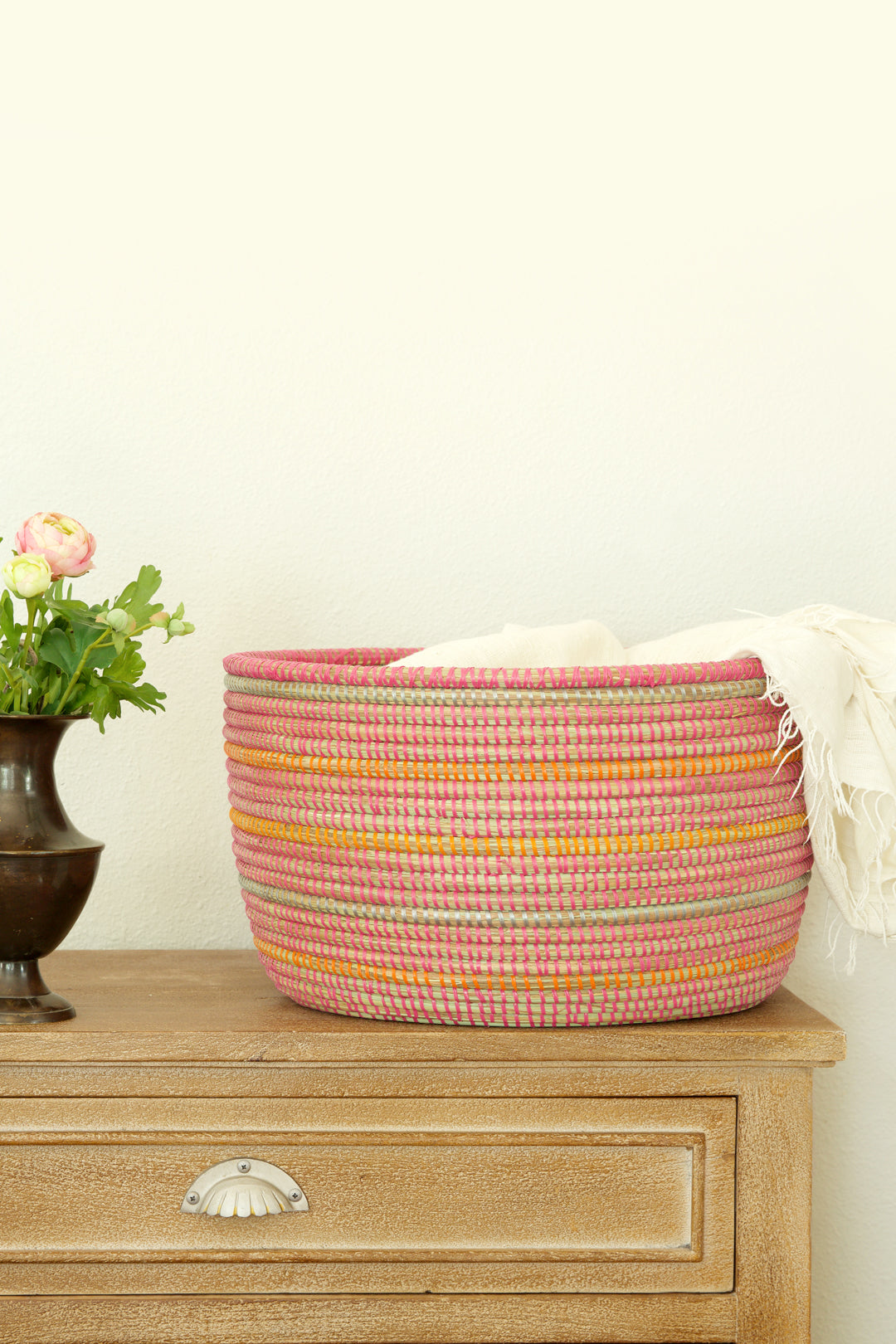 Sunrise Stripe Knitting Basket