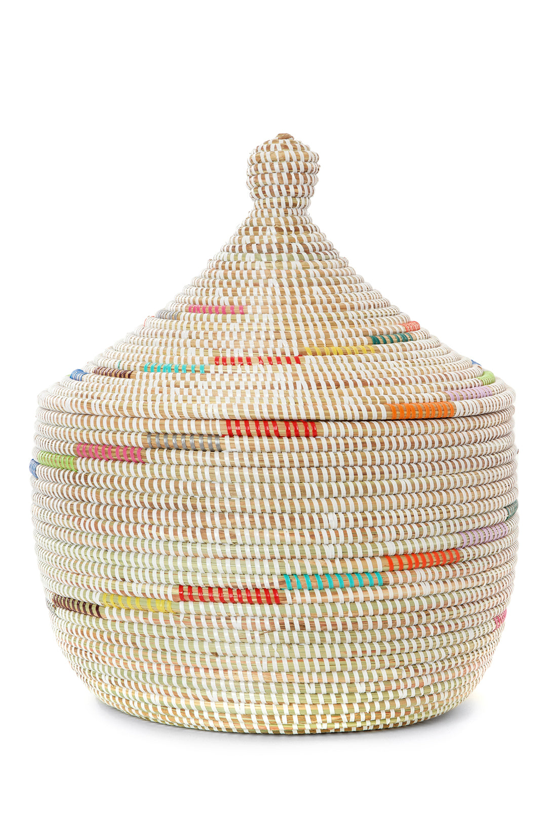 White Warming Basket with Colorful Prism Spiral