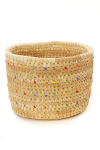 Nomadic Camel Milking Baskets with Rainbow Beaded Dots