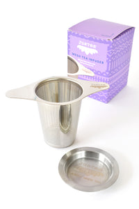 JusTea Loose Leaf Tea Infuser with Dual-Use Coaster Lid