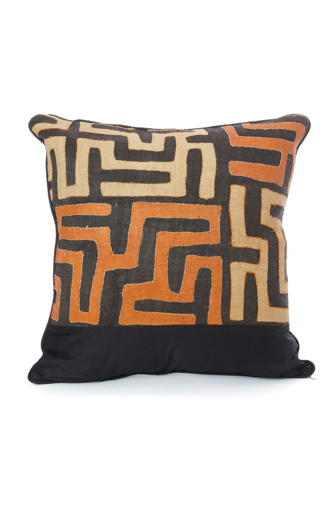 24" Limited Edition Orange & Cream Maze Raffia Pillow
