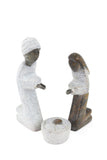 Zimbabwean Serpentine Stone Kneeling Holy Family Nativity Scene