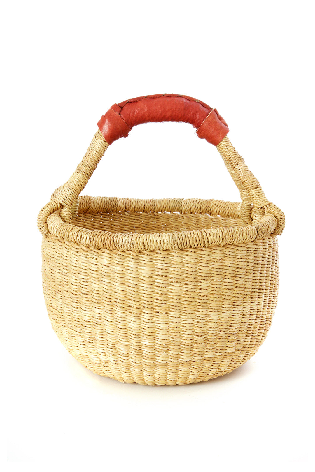 Natural Baby Bolga Basket with Leather Handle